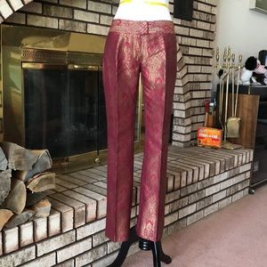 I.N.C. brocade SILK gold & red pants 4P